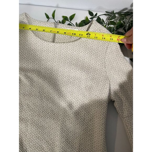 Tyler Böe Beige Geometric Textured Dress With Bell Sleeves Size L - Picture 10 of 12